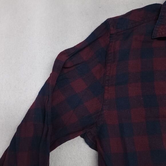Amplify Buffalo Check Flannel Long Sleeve Shirt Mens Size Medium M Maroon Blue - Picture 4 of 10